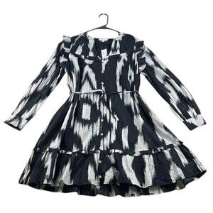 Maurices Dress V-Neck Black White Silver, Lined, Women’s size S